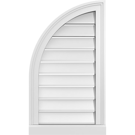 Quarter Round Top Left Surface Mount PVC Gable Vent W/ 2W X 2P Brickmould Sill Frame, 16W X 28H